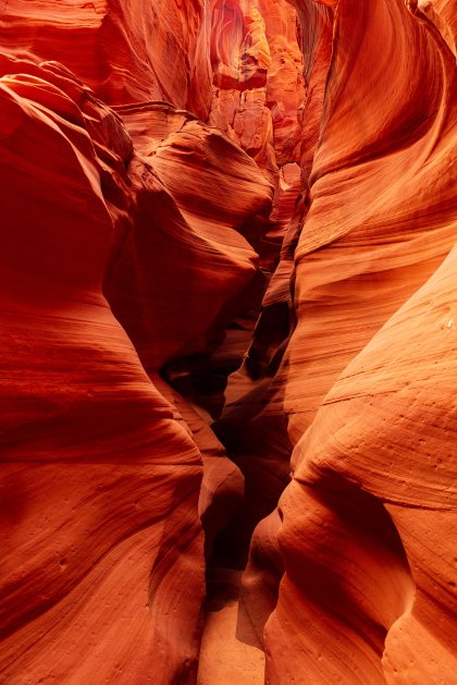 burning red slot canyon walls